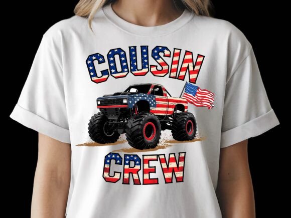 4th of July Cousin Crew Monster Truck Graphics & T-Shirt Designs