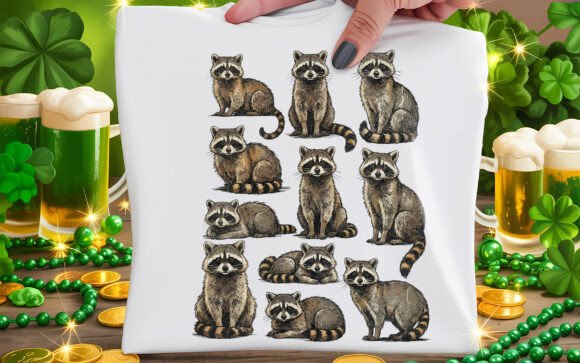 A Cozy Gathering of Curious Raccoons PNG for T-Shirt Graphics