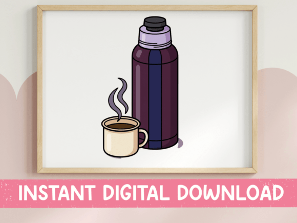 Camping Thermos & Enamel Mug Graphics for T-Shirt Designs