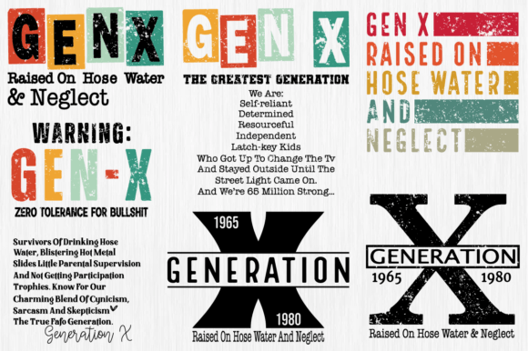 Gen X SVG Bundle: Graphics for T-Shirt Designs