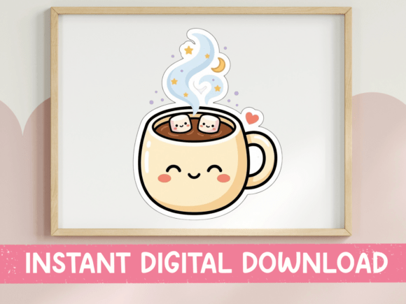 Kawaii Hot Cocoa Mug Graphics for T-Shirt Designs