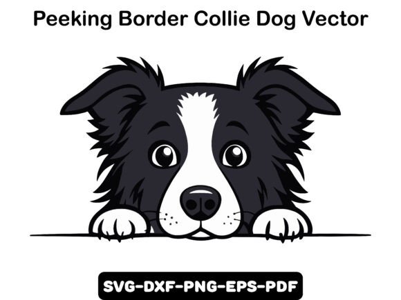 Peeking Border Collie Dog Vector: An Embroidery Designer’s Take