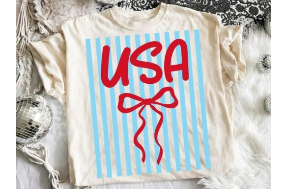 USA Preppy Striped Coquette Bow PNG SVG Graphics Review